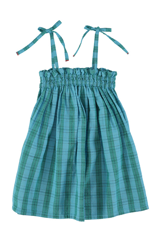 Sukienka z wiązaniami | blue & green checkered