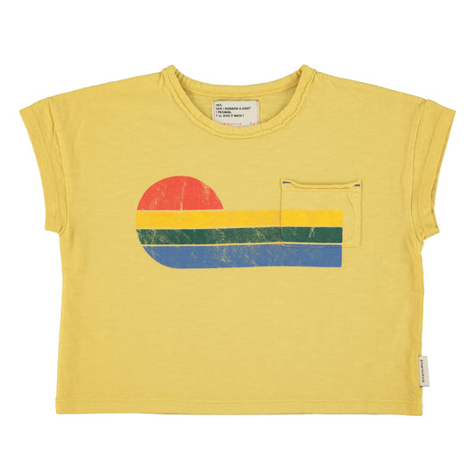 T-shirt z kolorowym printem wave / yellow