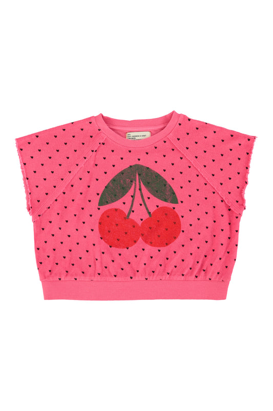Bluza bez rękawów | pink w/ cherry print
