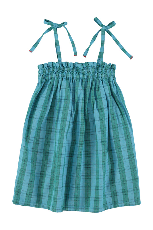 Sukienka z wiązaniami | blue & green checkered