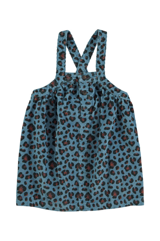 Krótka sukienka na szelkach blue w/ animal print