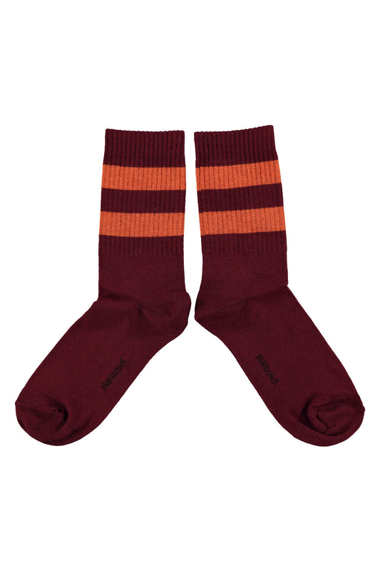 Skarpetki w paski Bordeaux w/ orange