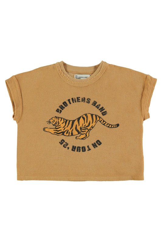 Terry cotton t'shirt | Mustard w/ tiger print