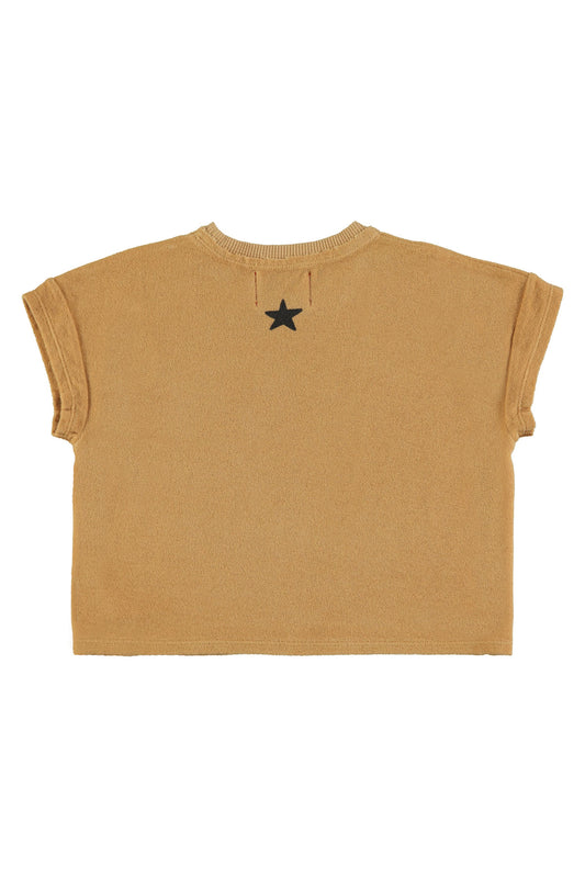 Terry cotton t'shirt | Mustard w/ tiger print