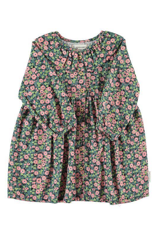 Krótka zielona sukienka | green w/ multicolor flowers