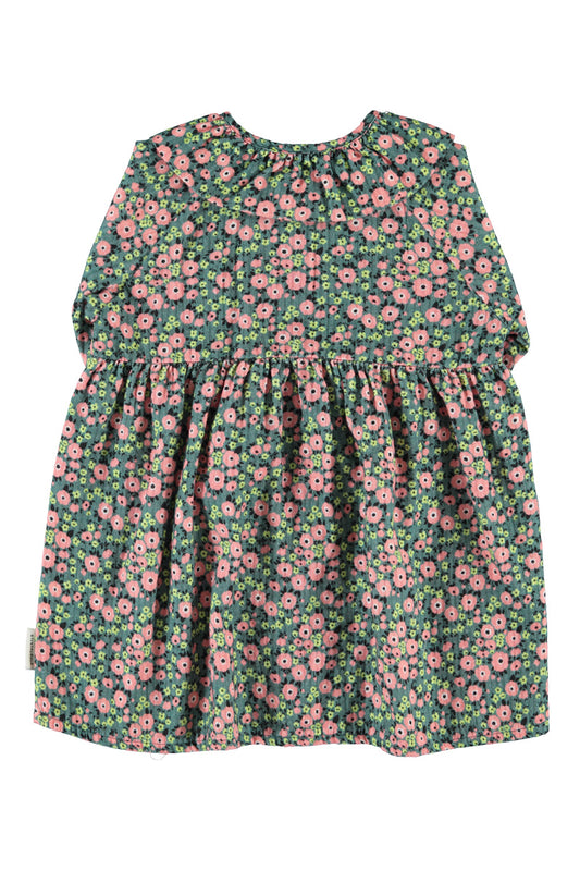 Krótka zielona sukienka | green w/ multicolor flowers