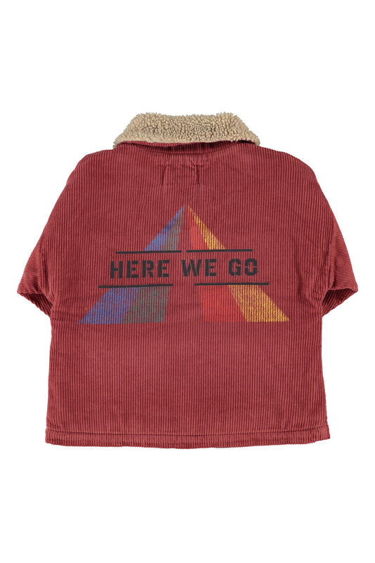 Bordowa kurtka | "here we go" print