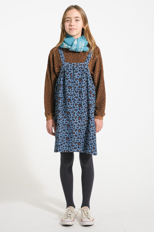 Krótka sukienka na szelkach blue w/ animal print