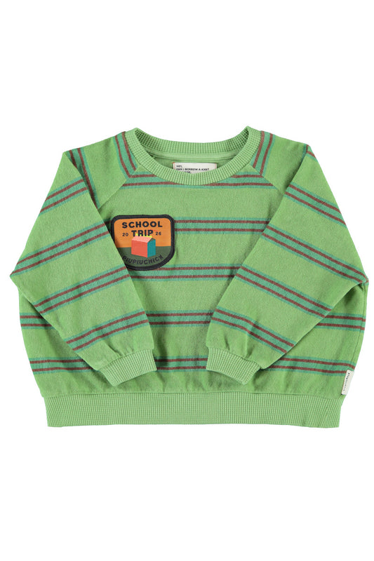 Bluza frotte | zielona w/ double stripes