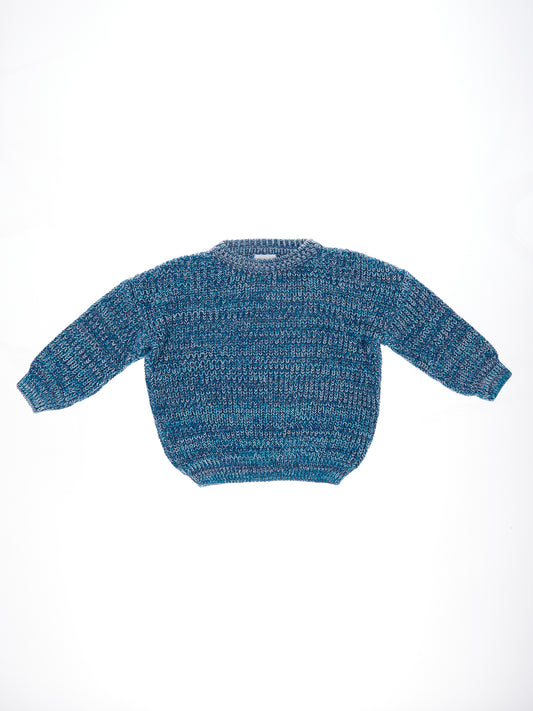 Sweter bawełniany melanżowy – morski