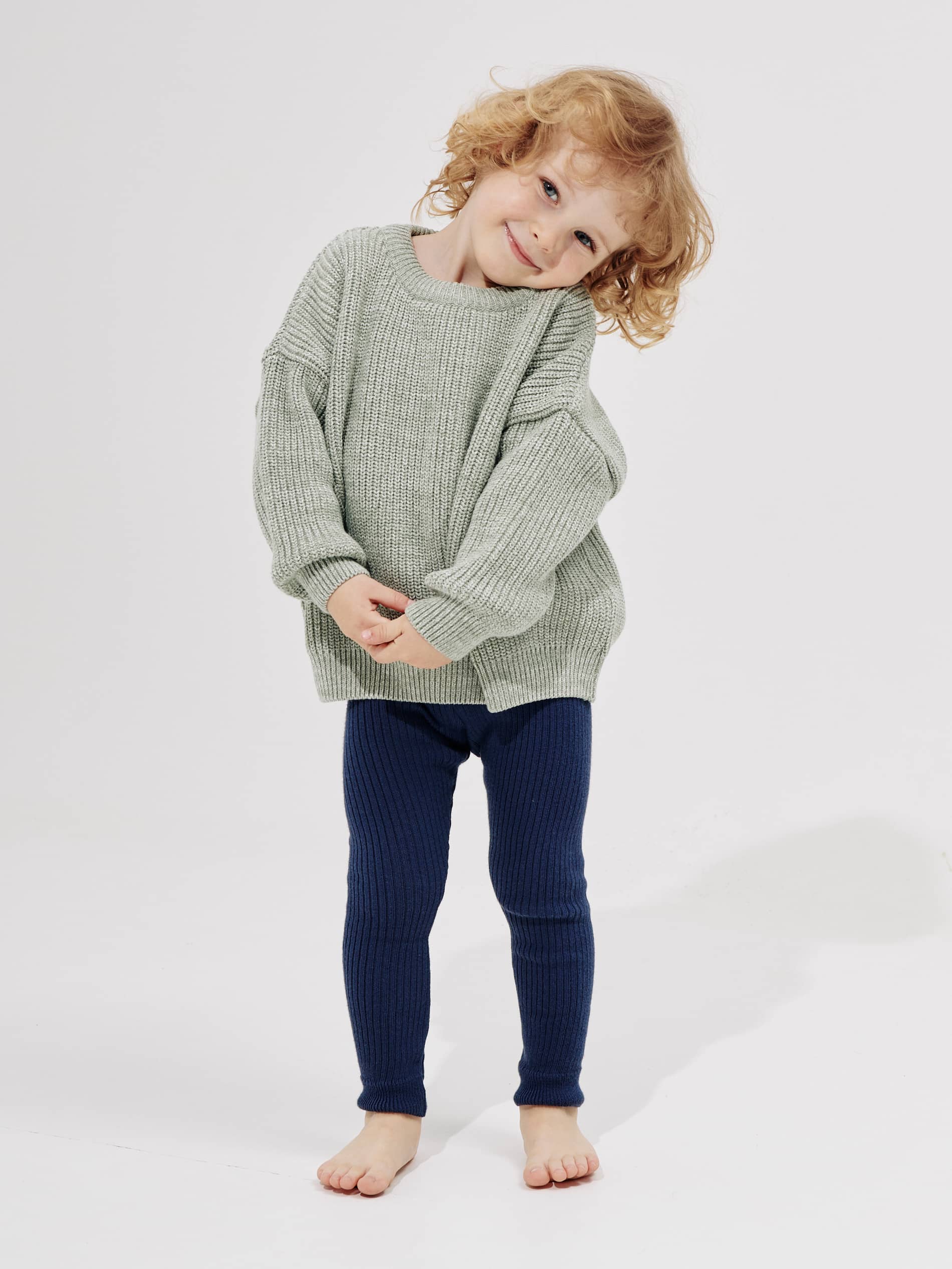 Sweter bawełniany melanżowy – szałwiowy